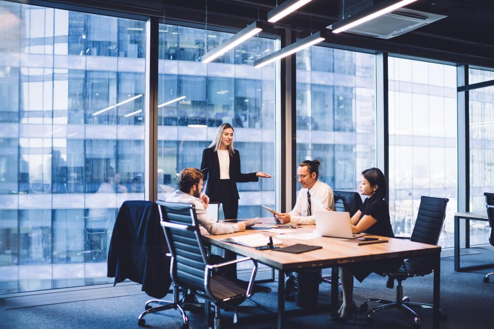 Employees in a meeting