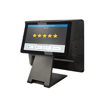 Customer-facing display showing a five star rating.